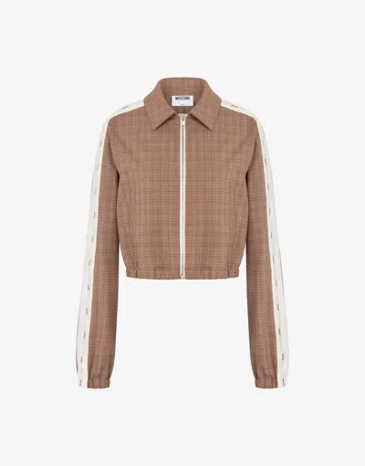 Moschino Jacke Aus Stretch-wollmischgewebe In Brown