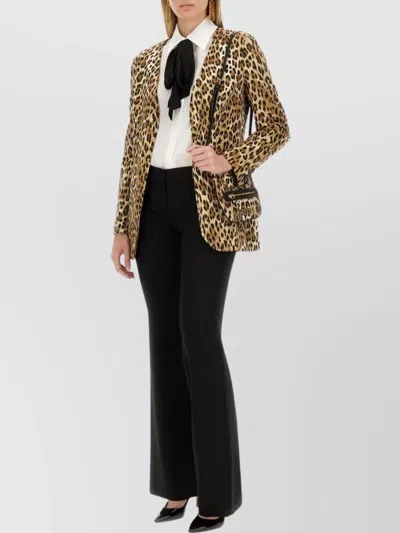 MOSCHINO JACKET ANIMAL PRINT NOTCHED LAPELS