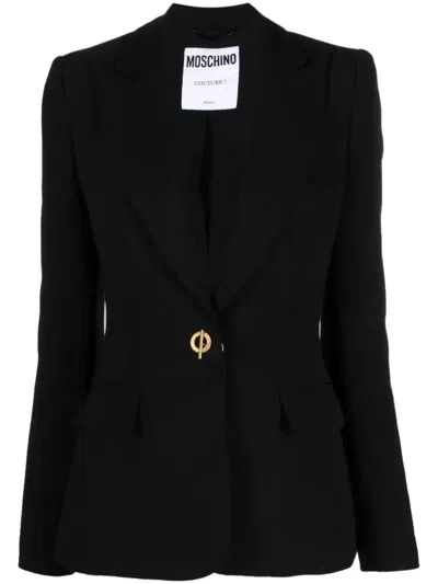 Moschino Single Breasted Tailored Blazer In Black