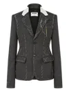 Moschino Notched Lapel Tailored Suit Jacket In Gray