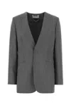 Moschino Grey Notched Lapel Jacket In Gold
