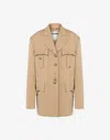 Moschino Peak-lapel Cotton-blend Coat In Beige
