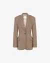 Moschino Logo Print Virgin Wool Blazer In Light Brown