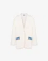 Moschino Jacket In Stretch Cotton Denim Details In White