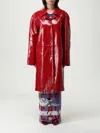 Moschino Leather Long Overcoat In Red