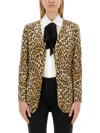 Moschino Single-breasted Leopard Print Blazer In Brown