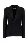 Moschino Tailored Wool Blazer Featuring Structured Shoulders In Black