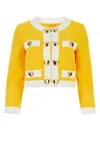Moschino Crepe Stretch Hearts Short Jackets In Yellow