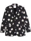 Moschino All-over Daisy Print Silk Twill Shirt In Black
