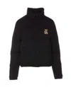 Moschino Nylon Teddy Bear Patch Puffer Jacket In Black