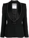 Moschino Spike-embellished Bar-pin Blazer In Black
