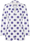 Moschino Stretch Satin Jacket Biro Polka Dots In Multi White