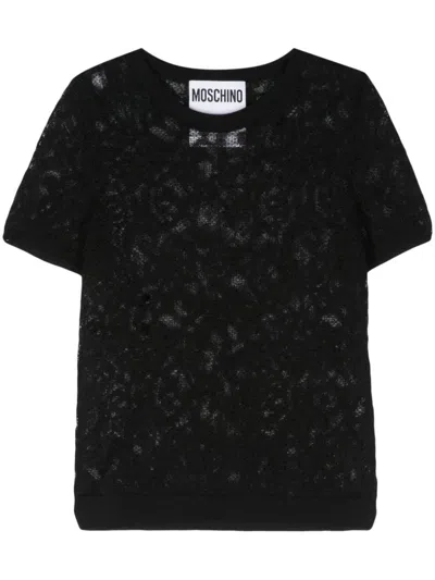 Moschino Jacquard Knitted Top In Black