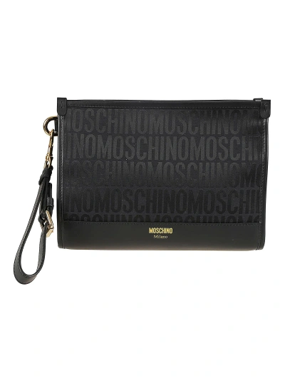 Moschino Jacquard Logo Pouch In Black