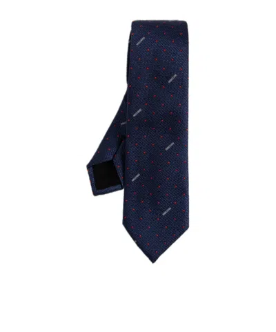 Moschino Jacquard Polka Dot Tie In Navy Blue