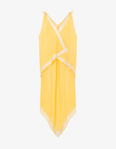Moschino Jacquard Poplin Dress Handkerchief In Yellow
