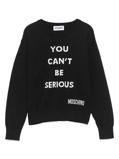 Moschino Kids' Pullover Mit Jacquard In Schwarz
