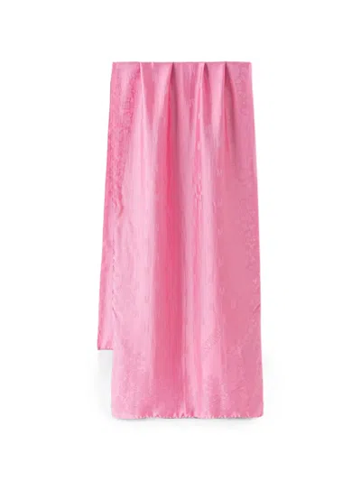 Moschino Jacquard-logo Floral-jacquard Silk Scarf In Pink