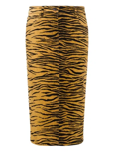 Moschino Jeans Animal-pattern Midi Skirt In Brown