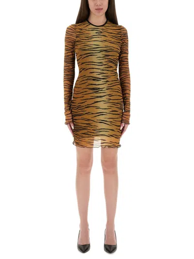 MOSCHINO MOSCHINO JEANS ANIMAL PRINT MESH DRESS
