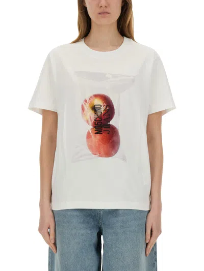 Moschino Jeans Apple Print T-shirt In White