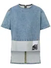 Moschino Denim Blouse With Patches In Blue