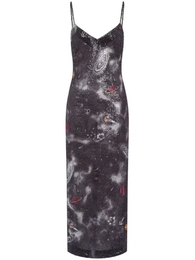 Moschino Jeans Astral Pattern Maxi Dress In Grey