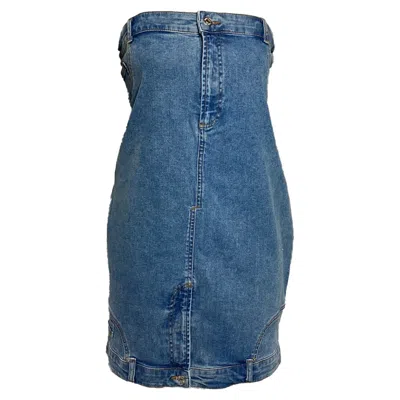 Moschino Jeans Bandeau-style Mini Dress In Blue Denim