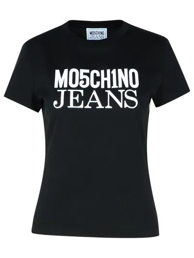 MOSCHINO JEANS MOSCHINO JEANS BLACK COTTON T-SHIRT