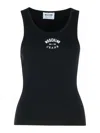 Moschino Jeans Cotton Blend Logo Tank Top In Black