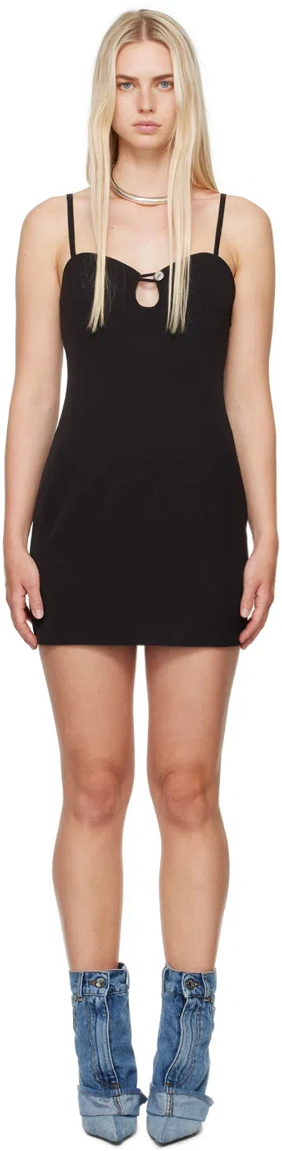 Moschino Black Keyhole Minidress In 0555 Black