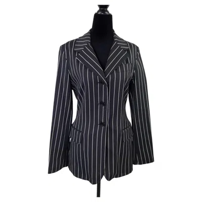 Pre-owned Moschino Jeans Black Pinstripe Cotton Blazer From The 1990s