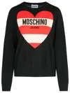 Moschino Heart Graphic Knit Sweater With Crew Neckline In Black