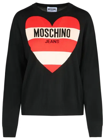 MOSCHINO MOSCHINO JEANS BLACK VIRGIN WOOL SWEATER