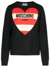 Moschino Heart Graphic Knit Sweater With Crew Neckline In Black