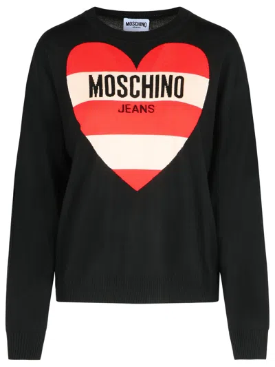 Moschino Jeans Black Virgin Wool Sweater