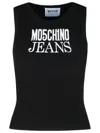 Moschino Jeans Logo Printed Knitted Tank Top In Black