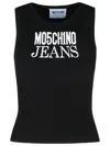 Moschino Jeans Logo Printed Knitted Tank Top In Black
