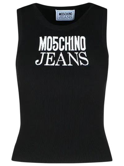 MOSCHINO JEANS MOSCHINO JEANS BLACK VISCOSE BLEND TANK TOP