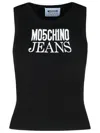 Moschino Jeans Logo Printed Knitted Tank Top In Black
