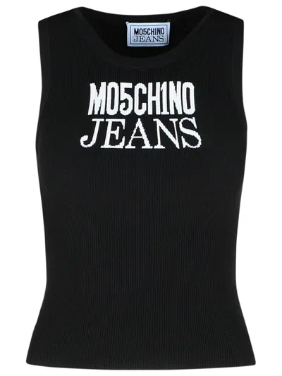 MOSCHINO JEANS MOSCHINO JEANS BLACK VISCOSE BLEND TANK TOP