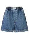 Moschino Elastic Waist Denim Shorts In Blue