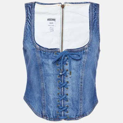 Pre-owned Moschino Jeans Blue Denim Lace-up Corset Top M