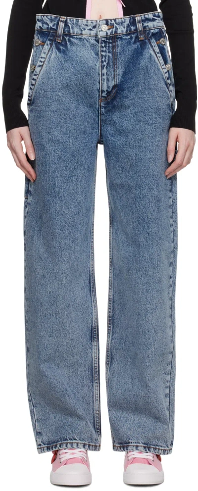Moschino Blue Faded Jeans In J1282 Fantasy Blue