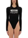 Moschino Stretch Viscose Body With Logo In Black