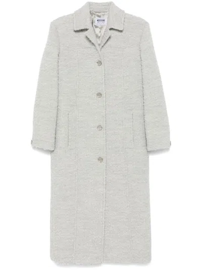 Moschino Jeans Bouclé Coat In Grey