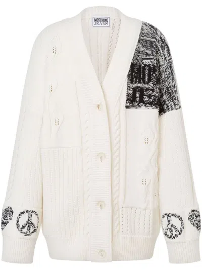 Moschino Jeans Cable-knit Cardigan In White