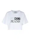 Moschino Logo Cropped Crew Neck T-shirt In White