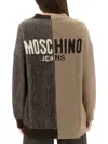 Moschino Jeans Cardigan With Inlay Logo In Brown