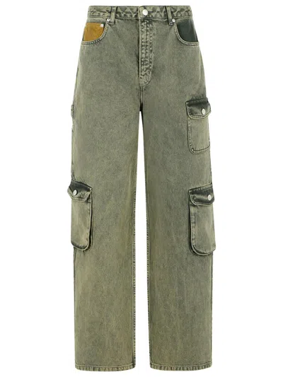 Moschino Jeans 'cargo' Grey Denim Jeans In Animal Print